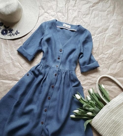 Blue Linen Dress