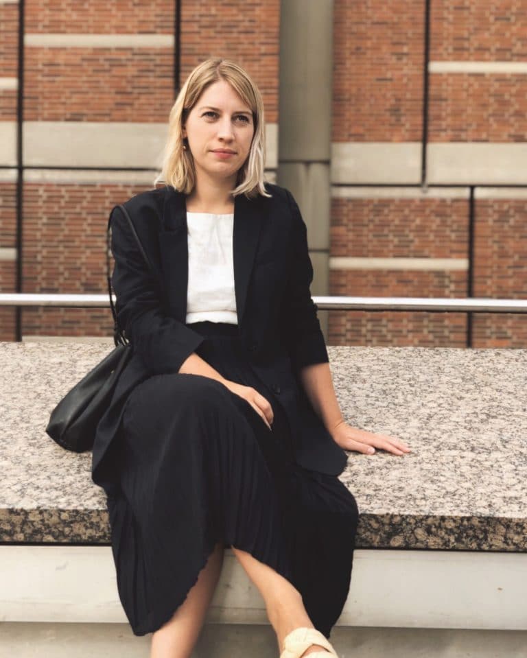 Woman wearing Everlane Blazer