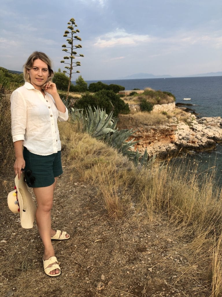 The Green Edition wearing a linen shirt and hemp shorts