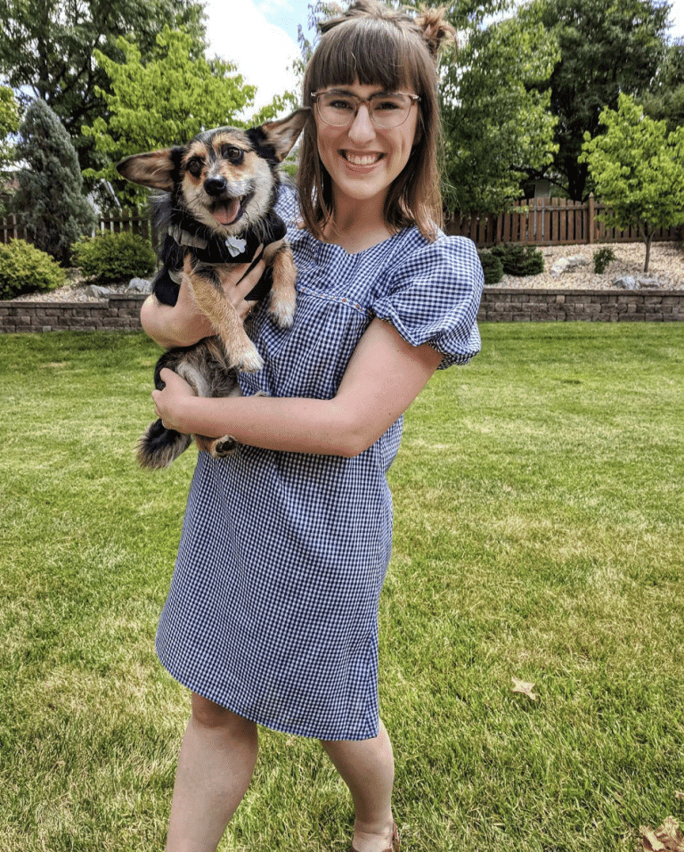 Emily from Pre-Loved Podcast with her dog!