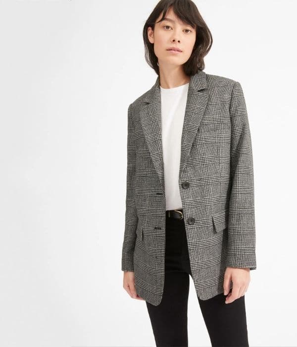 Woman wearing Everlane Blazers